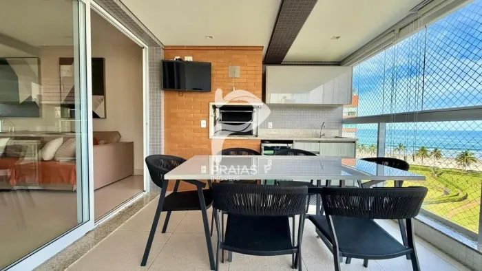Apartamento, pé na areia, vista para o mar, na Riviera de São Lourenço