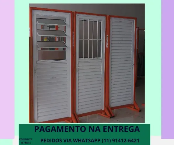 Porta Aluminio Branco Palheta 210x70 esquerda modelo art- pagamento na entrega frete a/c