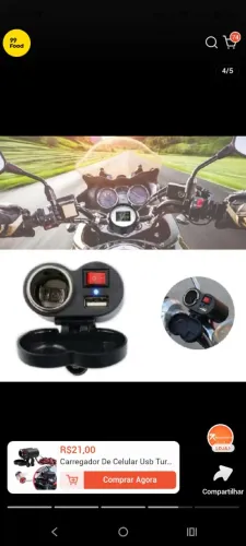 Carregador de celular para moto