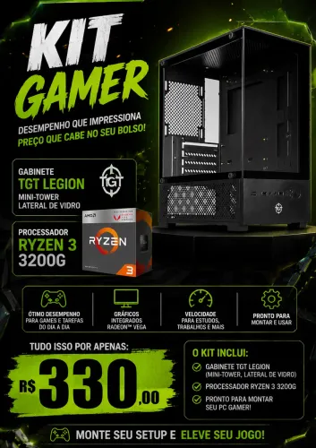? KIT GAMER TGT LEGION + RYZEN 3 3200G ? APENAS R$ 330! ?