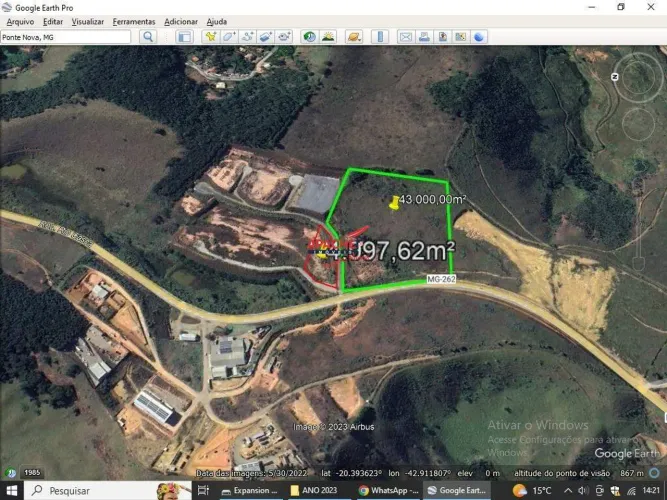 Terreno de 4.997,62 m² à venda no Anel Rodoviário de Ponte Nova.