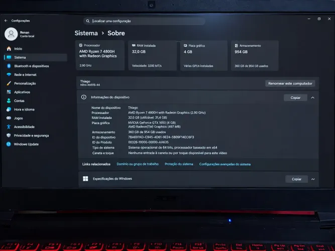 ACER NITRO 5 ? 32GB RAM + 1TB SSD NVMe + GTX 1650