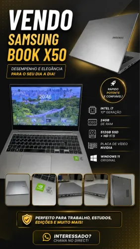 Notebook Samsung i7 10ª Ger. / 24GB RAM / 512GB SSD + HD 1TB / Windows 11