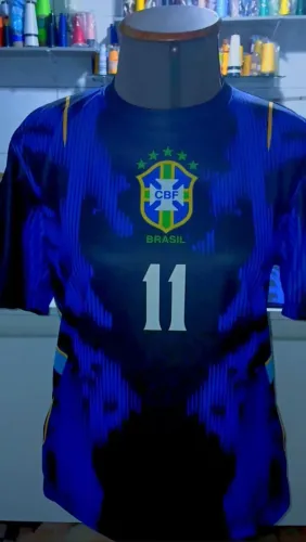 Camisa azul do Brasil Personalizada com seu nome