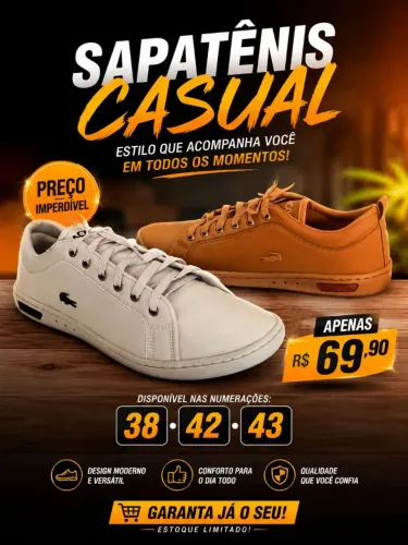 Sapatênis casual unissex