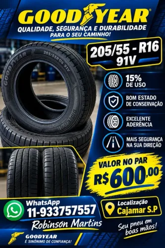 Pneus *Par* Goodyear 205/55 R16 91v somente por $600 no pix estamos na região Cajamar S.P