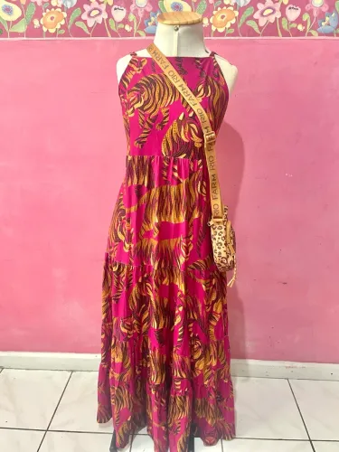 Vestido Farm Céu de Tigre Rosa M Usado bom estado