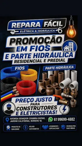 Materiais elétricos e hidráulicos.
