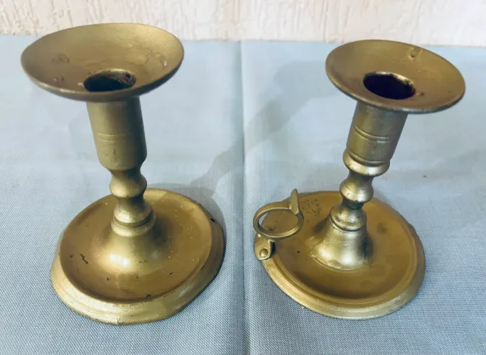 Par Antigo De Castiçal Palmatória Vintage