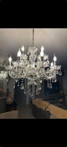 Lustre clássico vidro 12 braços