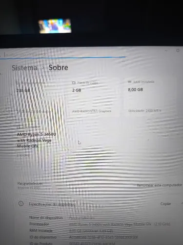 Notebook Dell Ryzen 3450U 