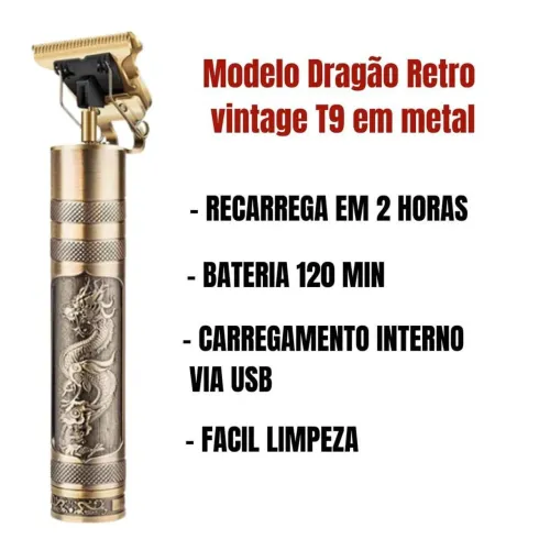 Barbeador T9 dragão com 4 pente