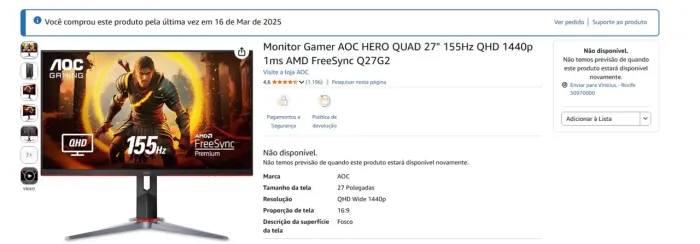 MONITOR AOC HERO QUAD HD - 27?