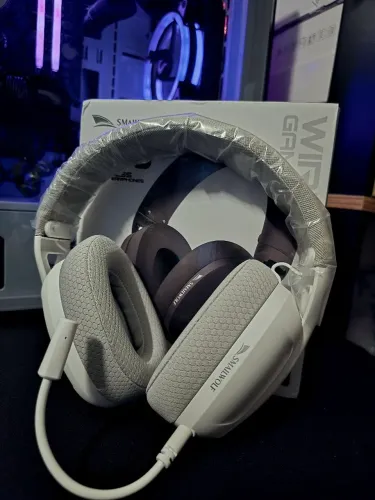 Headset Gamer Smailwolf L80 Tri-Mode - Wireless/Bluetooth/Cabo - Branco - Novo