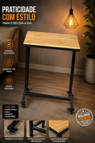 Mesa Inteligente pra usar onde você quiser, pra refeições enquanto trabalha, ou estudos.
