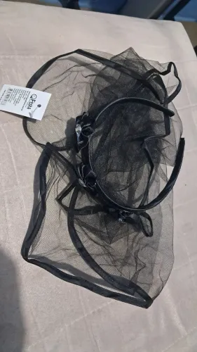 Tiara com Véu Preto Halloween / Noiva