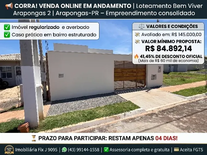 Oferta imperdível ? Casa no | Loteamento Bem Viver Arapongas 2