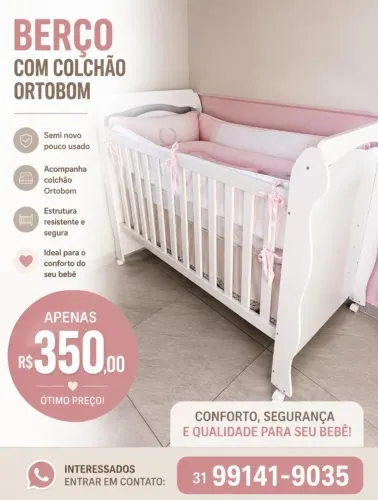 BERÇO COM COLCHÃO ORTOBOM 
