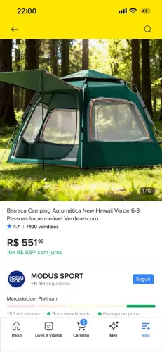 Barraca Camping Automática New Hawaii Verde 6-8 Pessoas Impermeável Verde-escuro