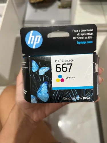 kit cartucho hp 667 preto + hp 667 colorido original, aberto apenas para teste