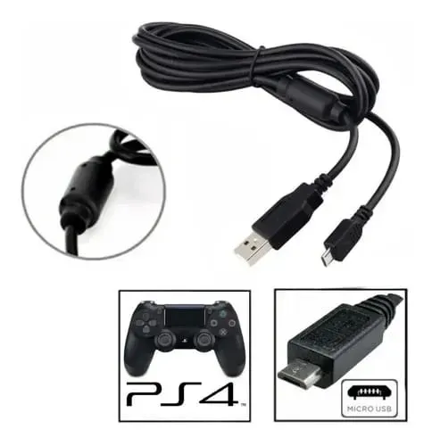 Cabo Usb Controle Ps4 de 1.5 Mts Com Filtro *ENTREGA GRÁTIS*