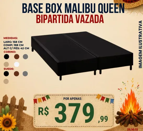 Base box Malibu Queen bipartida vazada