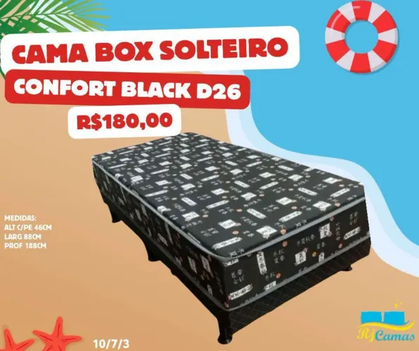 Cama box solteiro Black D26 (Pague na entrega)