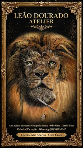 Quadro decorativo leão na madeira - R$1200 Pix