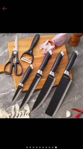 Kit 6 Peças Conjunto de Faca Carne Cutelo Legumes Aço Carbono Descascador
