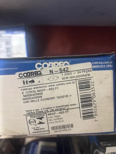 Pastilhas de freio COBREQ original N-542