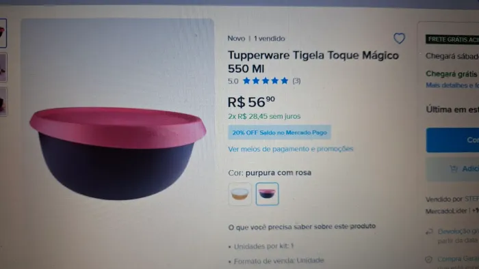 Tigela Tupperware Toque Mágico 550m
