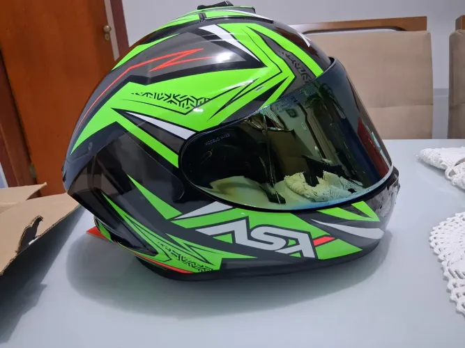 Capacete ASX Draken VACTOR BRILHO PRETO VERDE BRANCO