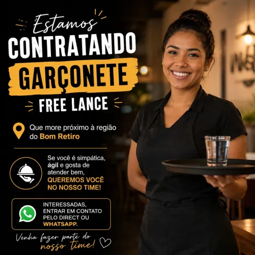 Contratamos garçonete free lance 