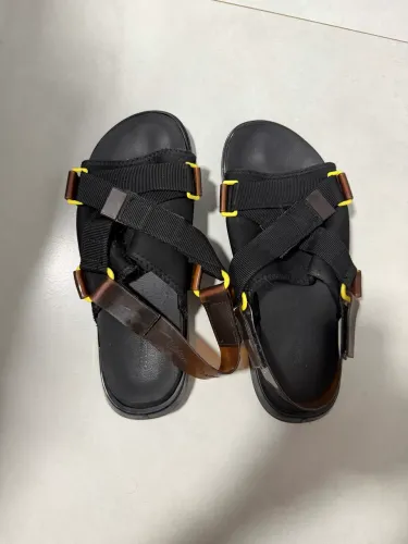 Papete Melissa + rider, marrom, preta e amarelo, tamanho 43/44