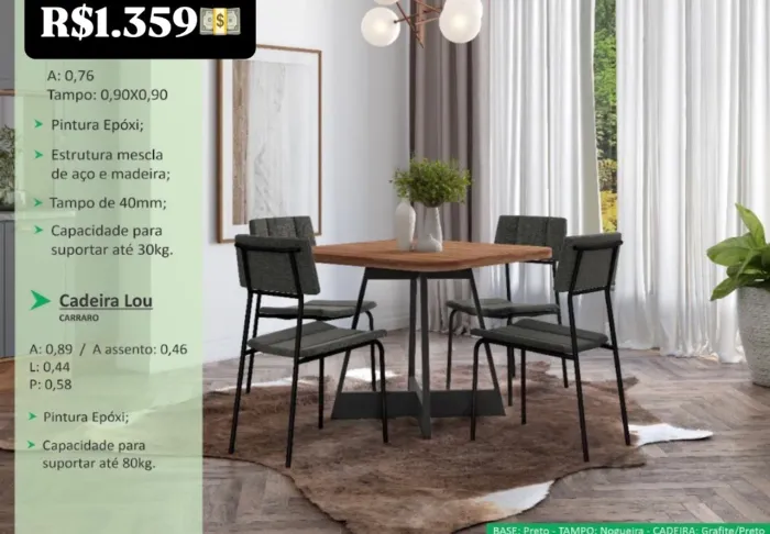 Mesa de Jantar com 4Cadeiras