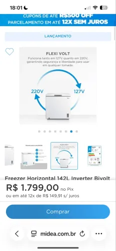 Freezer Mideia 142L Baú