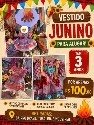 Vestido junino infantil - TAM 3