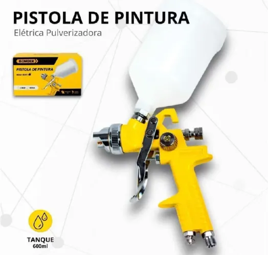 PISTOLA DE PINTURA GRAVIDADE CANECA PLÁSTICA 600ML ALTA PRECISÃO