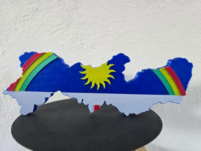 Decoração da bandeira de Pernambuco no formado do estado geográfico. 