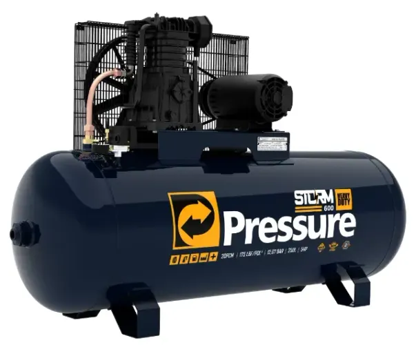 COMPRESSOR INDUSTRIAL 20/250 LT 175 PSI MOTOR 5 HP STORM 600 TRIFÁSICO 220/380V - PRESSURE