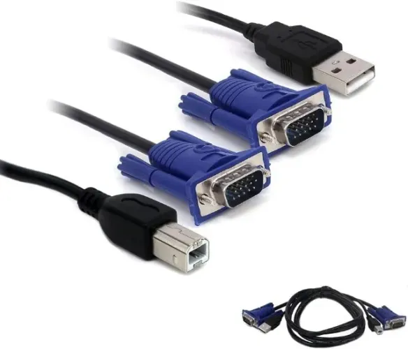 Cabo KVM 2 em 1 VGA + USB A/B 1,5m para Chaveador KVM
