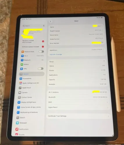 ipad air 13 impecavel com pencil pro baeria 98%