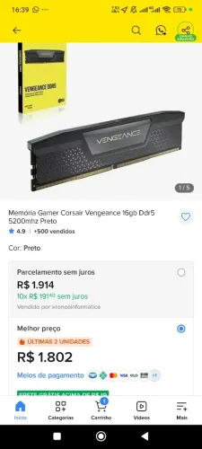 memoria ram corsair vengeance 16gb ddr5 5200 mhz