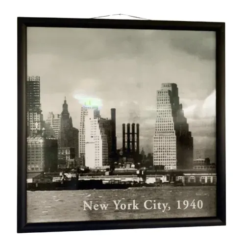 Quadro Nova York 1940 Preto e Branco com Moldura Preta 