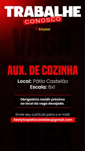 Vaga Auxiliar de cozinha.