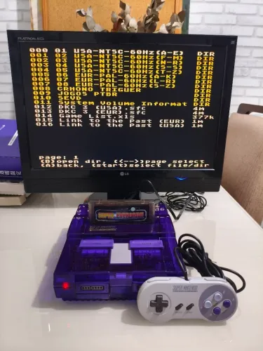 SNES translúcido roxo com everdrive 