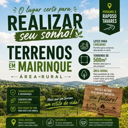 Terrenos de 500m² em Área Rural | Qualidade de Vida e Potencial de Valorização