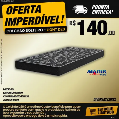 Colchão Solteiro light D20 - 10 cm