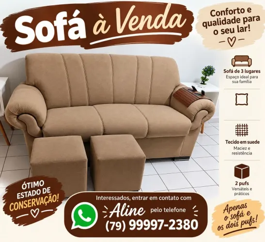 Sofá e pufs a venda