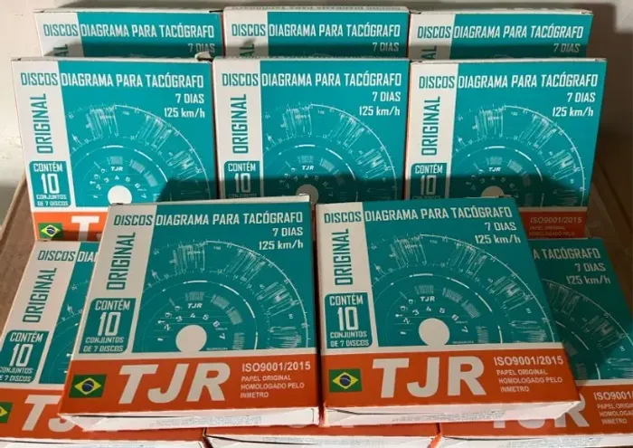 Kit 10 Cx Tacógrafo Semanal 125 Km Caixa 700 Discos Branco TJR